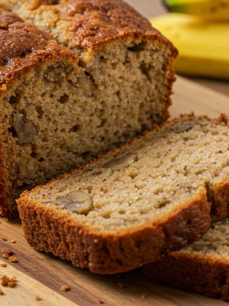 "Easy banana bread recipe with ripe bananas and simple ingredients."