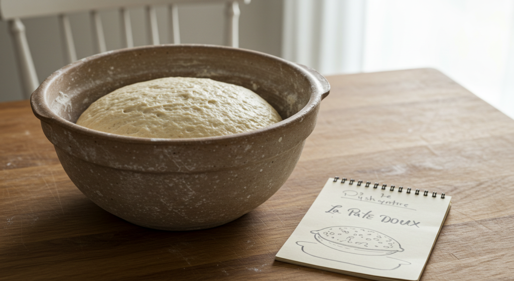 "Homemade sourdough with a bubbly, fermented texture and golden crust."
