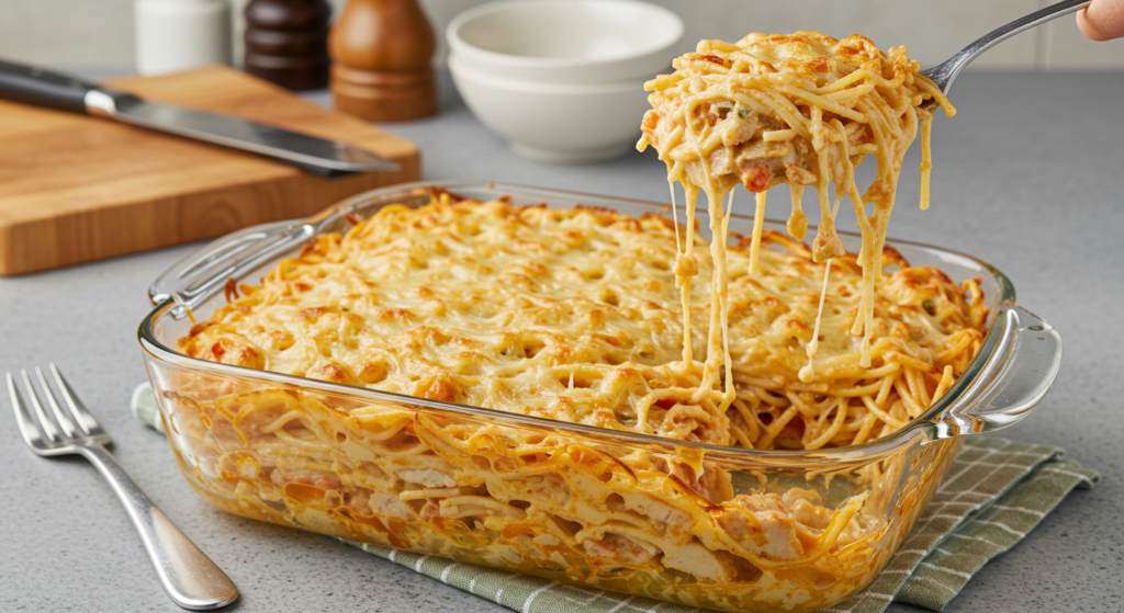 Delicious chicken spaghetti dinner ready to boost your meal.