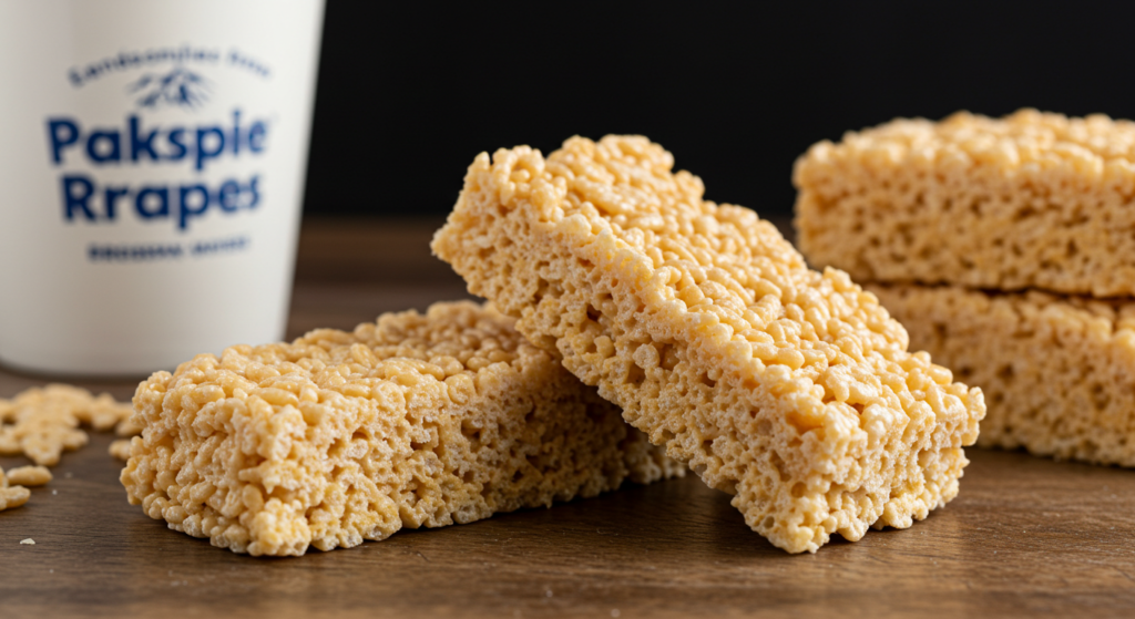 Gooey homemade Rice Krispie treats on a plate