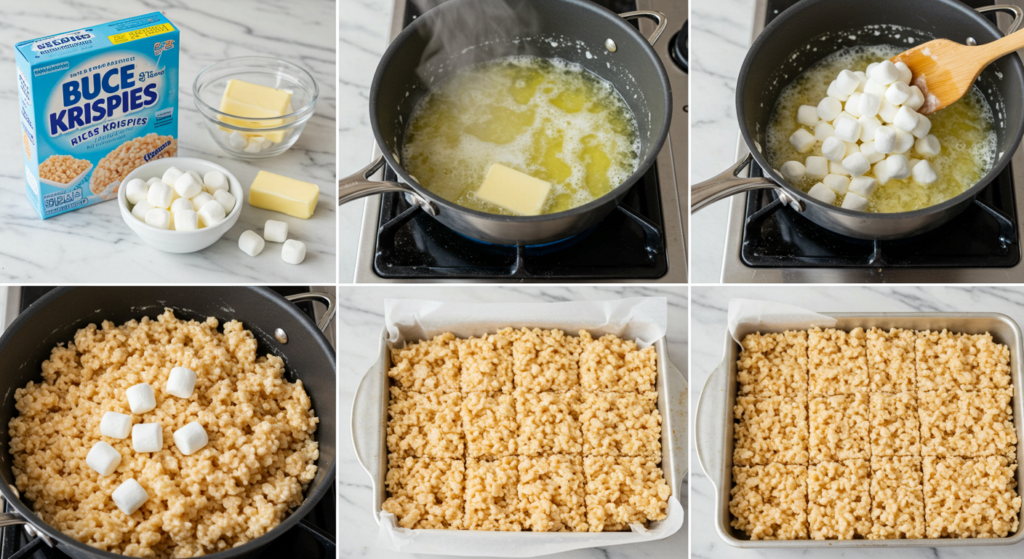 Marshmallow-filled Rice Krispie bars with a chewy texture
