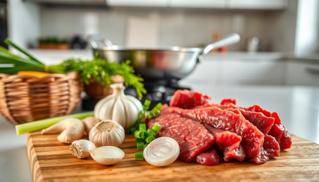 A delicious homemade beef stir-fry served over a bed of steamed rice."